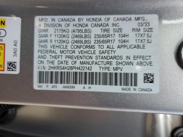 2HKRS4H28PH422142 - 2023 HONDA CR-V LX SILVER photo 13