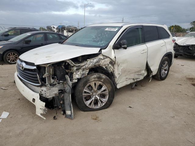 5TDKKRFHXFS042749 - 2015 TOYOTA HIGHLANDER XLE WHITE photo 1