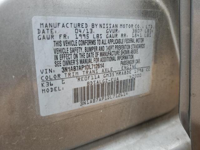 3N1AB7AP1DL712614 - 2013 NISSAN SENTRA S GRAY photo 12