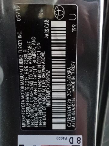 NMTKHMBX0KR093152 - 2019 TOYOTA C-HR XLE GRAY photo 12