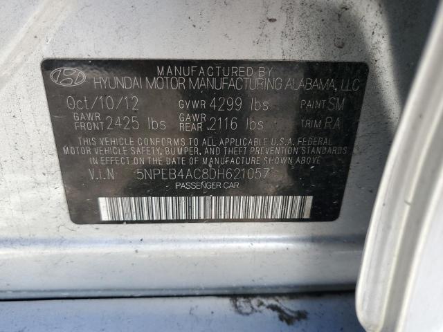 5NPEB4AC8DH621057 - 2013 HYUNDAI SONATA GLS SILVER photo 12