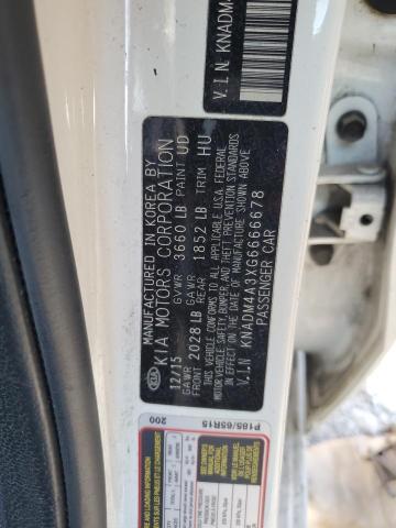 KNADM4A3XG6666678 - 2016 KIA RIO LX WHITE photo 12