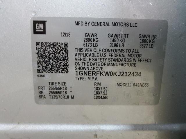 1GNERFKW0KJ212434 - 2019 CHEVROLET TRAVERSE LS SILVER photo 13