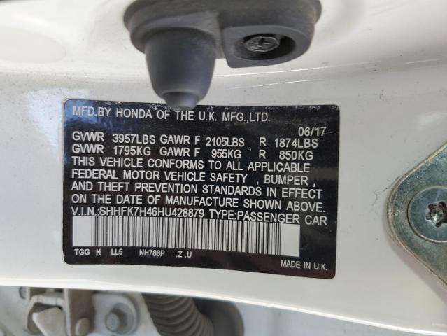 SHHFK7H46HU428879 - 2017 HONDA CIVIC SPORT 白色 照片 12
