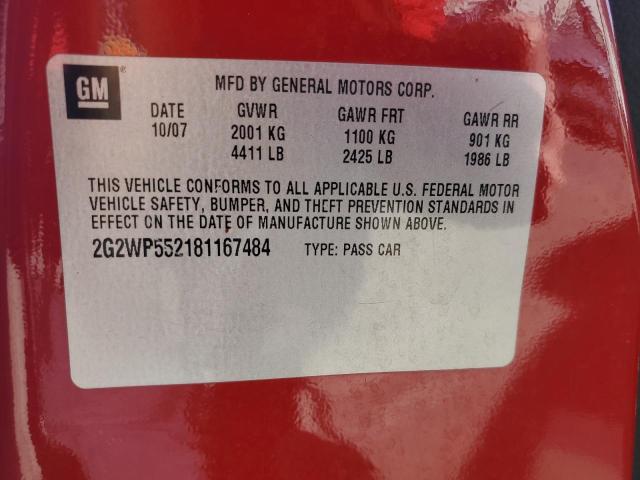 2G2WP552181167484 - 2008 PONTIAC GRAND PRIX 红色 照片 12