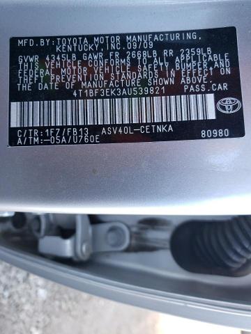 4T1BF3EK3AU539821 - 2010 TOYOTA CAMRY BASE SILVER photo 12