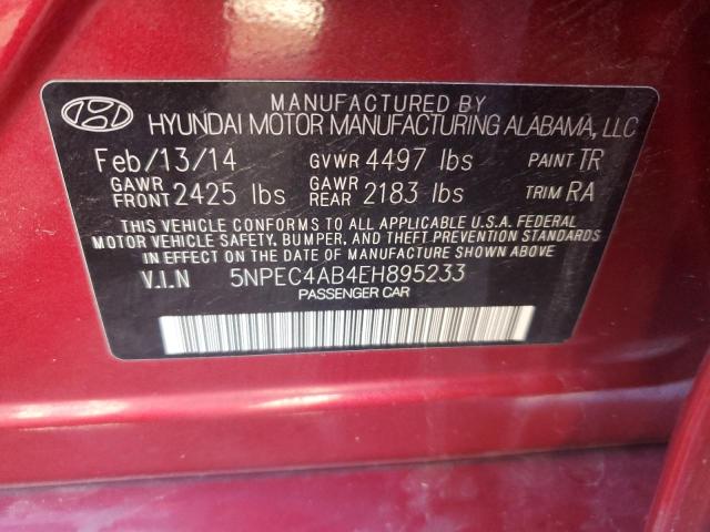 5NPEC4AB4EH895233 - 2014 HYUNDAI SONATA SE RED photo 12