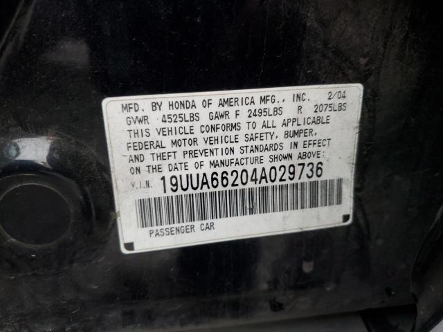 19UUA66204A029736 - 2004 ACURA TL BLACK photo 12