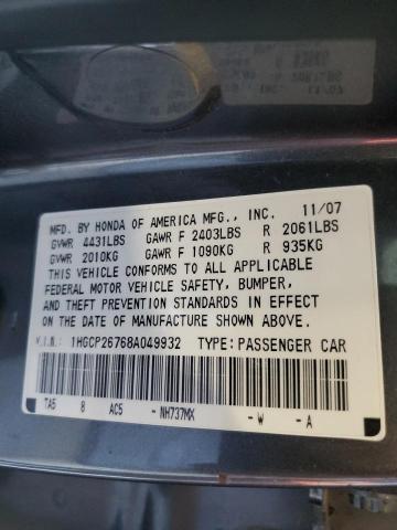 1HGCP26768A049932 - 2008 HONDA ACCORD EX GRAY photo 12