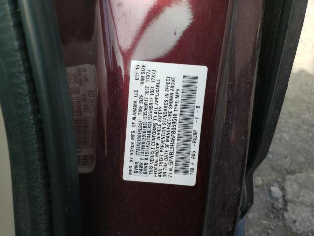 5FNRL5H46FB059518 - 2015 HONDA ODYSSEY EX BURGUNDY photo 13