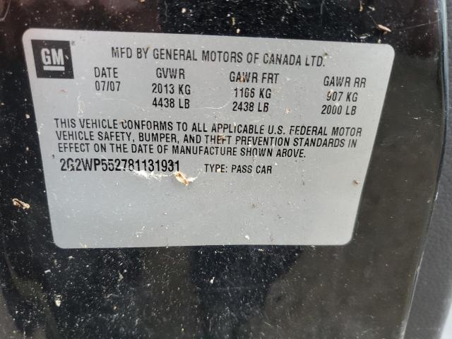 2G2WP552781131931 - 2008 PONTIAC GRAND PRIX 黑色 照片 12