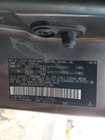 5TDYK3DC0GS691007 - 2016 TOYOTA SIENNA XLE GRAY photo 14