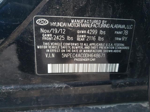 5NPEC4AC0DH648671 - 2013 HYUNDAI SONATA SE BLACK photo 13