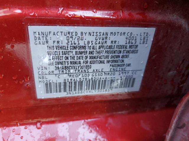 3N1AB8CVXLY301859 - 2020 NISSAN SENTRA SV RED photo 12