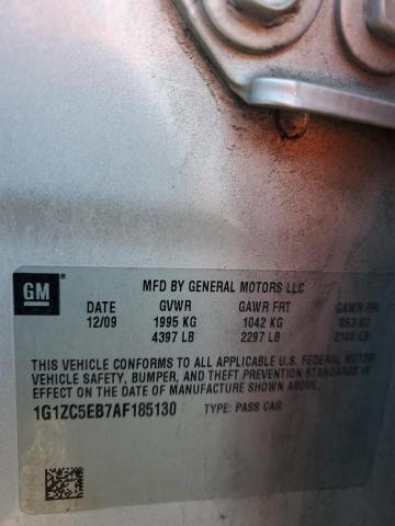 1G1ZC5EB7AF185130 - 2010 CHEVROLET MALIBU 1LT 银色 照片 12