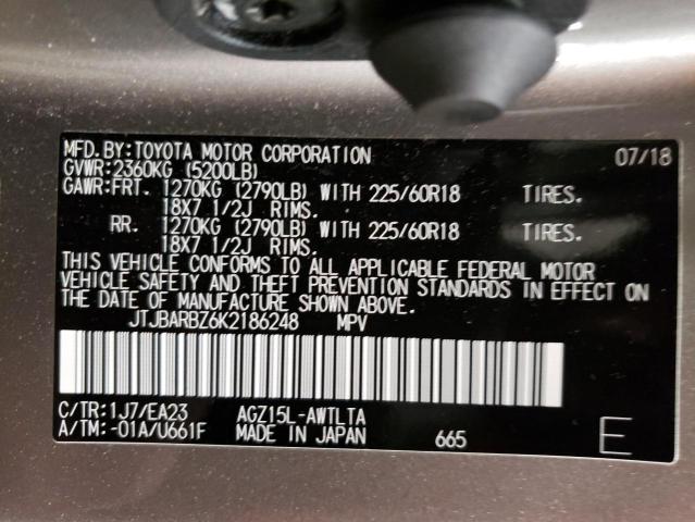 JTJBARBZ6K2186248 - 2019 LEXUS NX 300 BASE Արծաթագույն լուսանկար 13