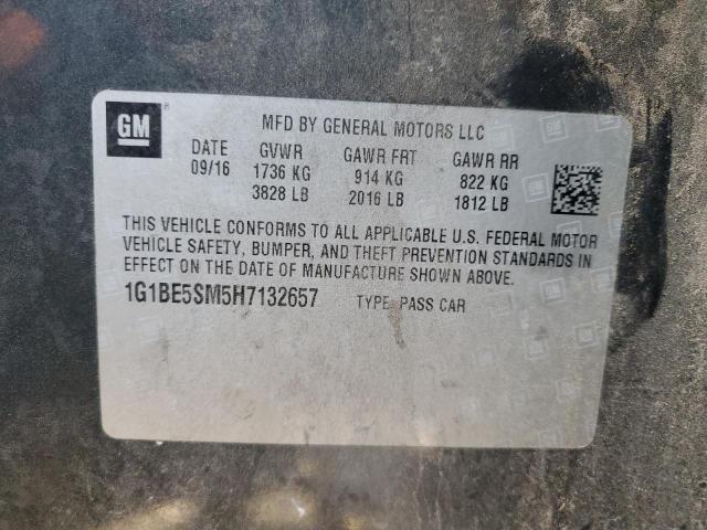 1G1BE5SM5H7132657 - 2017 CHEVROLET CRUZE LT CHARCOAL photo 13