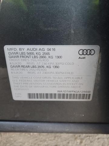 WA1D7AFPXGA129448 - 2016 AUDI Q5 PREMIUM PLUS S-LINE GRAY photo 13