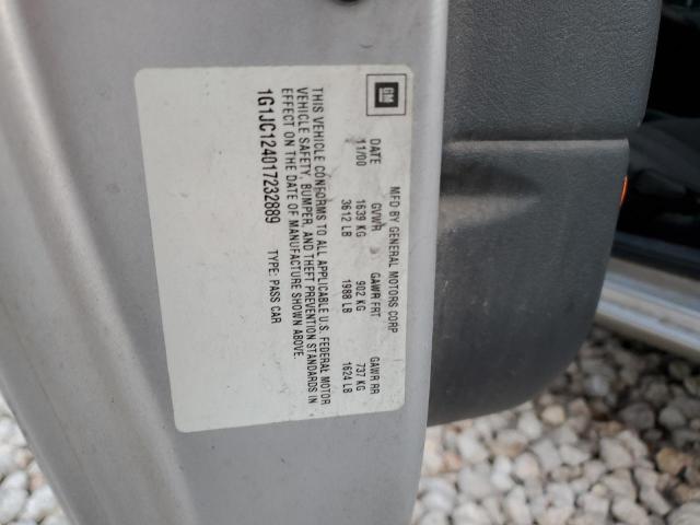 1G1JC124017232889 - 2001 CHEVROLET CAVALIER SILVER photo 12