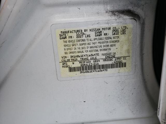 3N1AB61E47L626470 - 2007 NISSAN SENTRA 2.0 WHITE photo 12