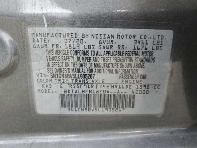 3N1CN8BV5LL905267 - 2020 NISSAN VERSA S GRAY photo 13