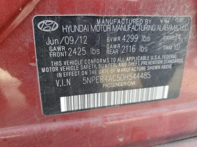 5NPEB4AC5DH544485 - 2013 HYUNDAI SONATA GLS RED photo 12