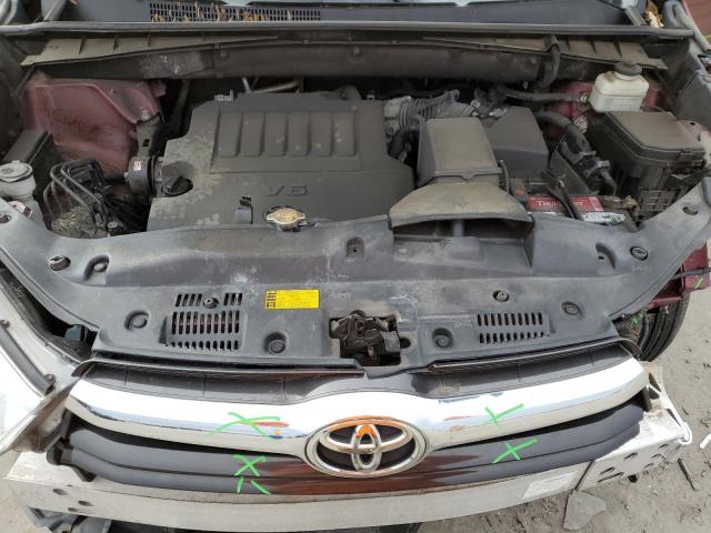 5TDJKRFH4ES012236 - 2014 TOYOTA HIGHLANDER XLE BURGUNDY photo 12