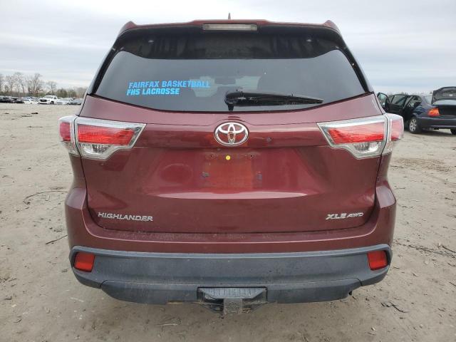 5TDJKRFH4ES012236 - 2014 TOYOTA HIGHLANDER XLE BURGUNDY photo 6