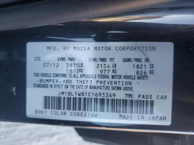 JM1BL1W81C1693369 - 2012 MAZDA 3 I BLACK photo 13