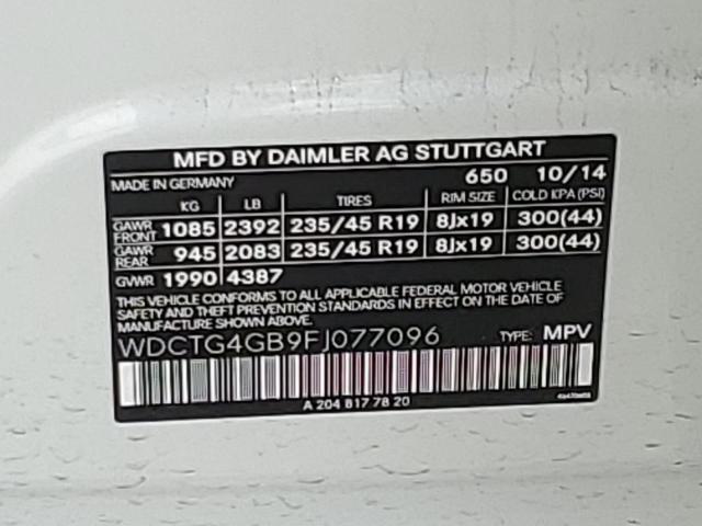 WDCTG4GB9FJ077096 - 2015 MERCEDES-BENZ GLA 250 4MATIC WHITE photo 12