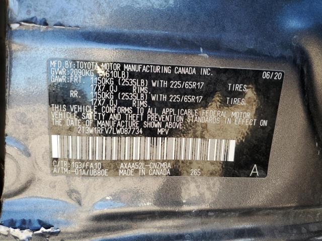 2T3W1RFV7LW087734 - 2020 TOYOTA RAV4 XLE CHARCOAL photo 14