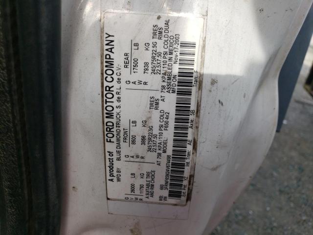 3FRNF65N24V674498 - 2004 FORD F650 SUPER DUTY WHITE photo 13