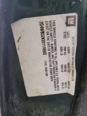 2G4WB52K931116902 - 2003 BUICK REGAL LS GREEN photo 12