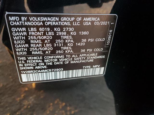 1V2BR2CA4MC572903 - 2021 VOLKSWAGEN ATLAS SEL BLACK photo 13
