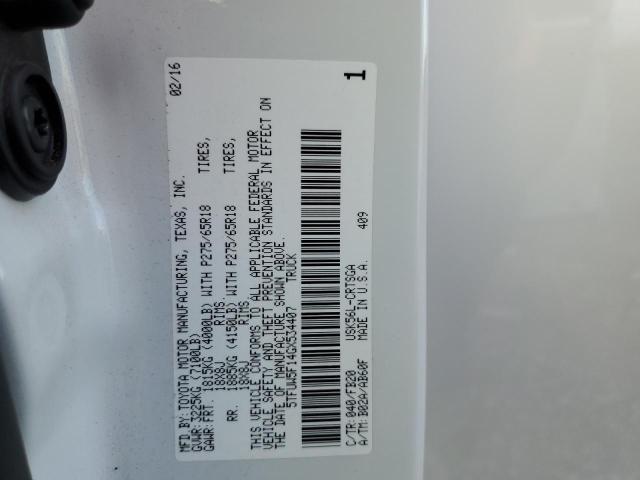 5TFUW5F14GX534407 - 2016 TOYOTA TUNDRA DOUBLE CAB SR/SR5 WHITE photo 12