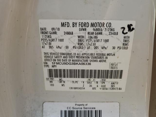 1FMCU9DG3BKA56336 - 2011 FORD ESCAPE XLT WHITE photo 12