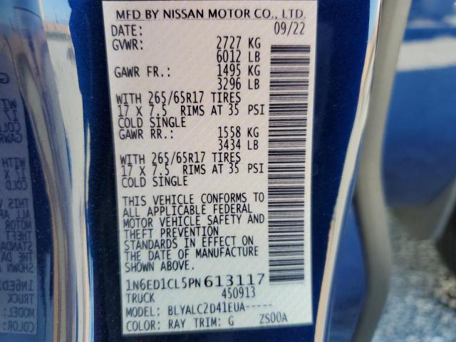 1N6ED1CL5PN613117 - 2023 NISSAN FRONTIER S BLUE photo 13