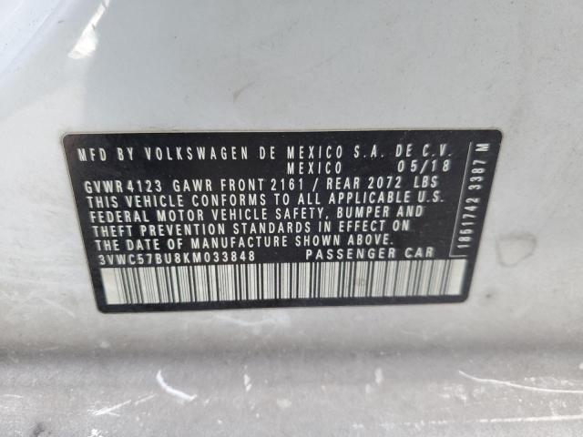 3VWC57BU8KM033848 - 2019 VOLKSWAGEN JETTA S SILVER photo 12