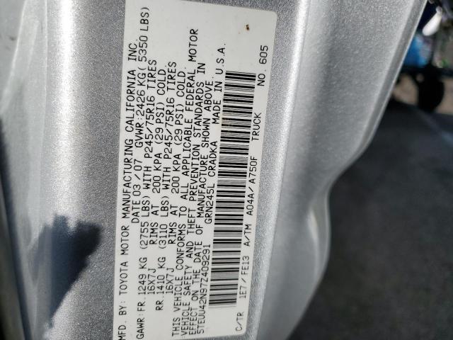 5TEUU42N97Z409291 - 2007 TOYOTA TACOMA ACCESS CAB Күміс фото 12