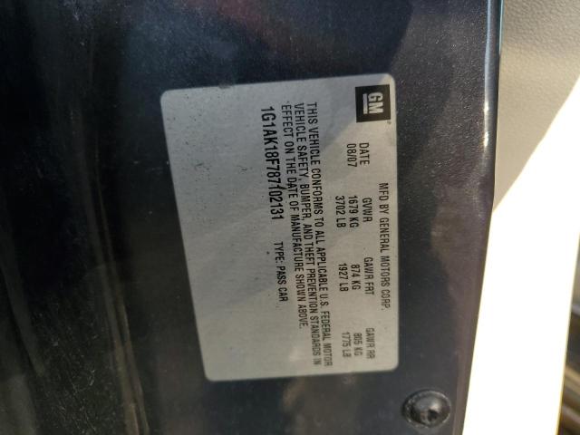 1G1AK18F787102131 - 2008 CHEVROLET COBALT LS GRAY photo 12