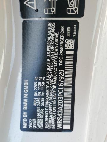 WBS43AZ03PCL67929 - 2023 BMW M4 COMPETITION WHITE photo 13