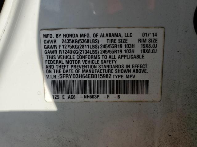 5FRYD3H64EB015982 - 2014 ACURA MDX TECHNOLOGY WHITE photo 13