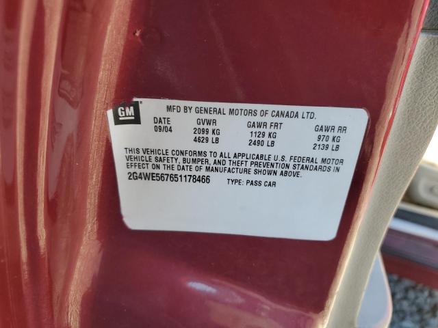 2G4WE567651178466 - 2005 BUICK LACROSSE CXS RED photo 12