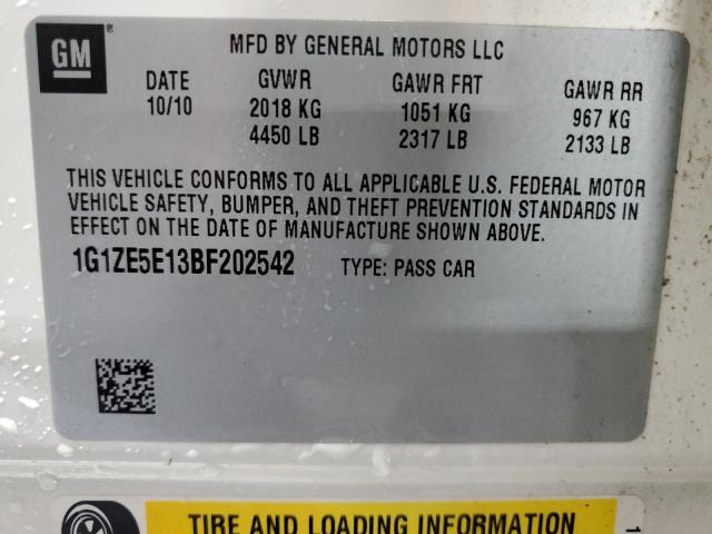 1G1ZE5E13BF202542 - 2011 CHEVROLET MALIBU LTZ თეთრი ფოტო 12