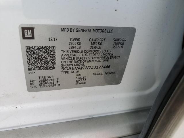 5GAEVAKW7JJ177446 - 2018 BUICK ENCLAVE ESSENCE 白色 照片 12