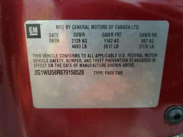 2G1WU58R879158528 - 2007 CHEVROLET IMPALA LTZ RED photo 13