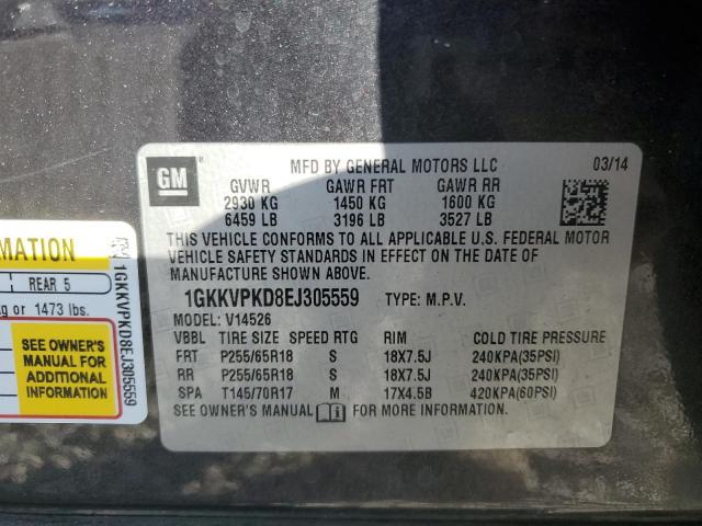 1GKKVPKD8EJ305559 - 2014 GMC ACADIA SLE CHARCOAL photo 14