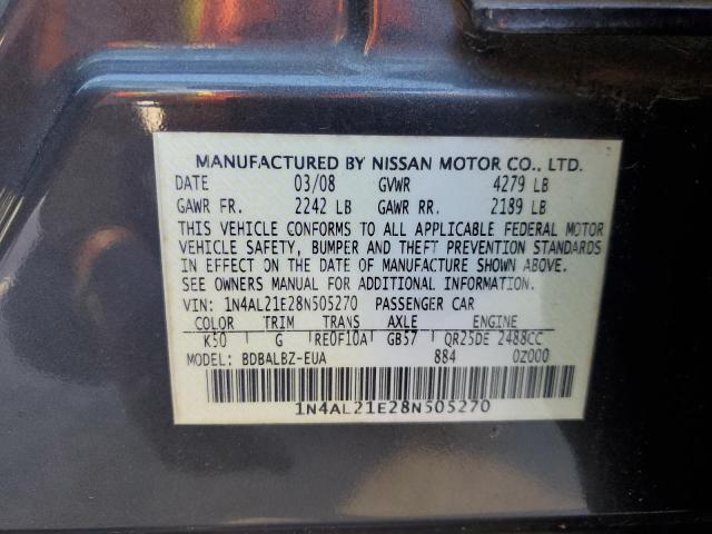 1N4AL21E28N505270 - 2008 NISSAN ALTIMA 2.5 GRAY photo 12