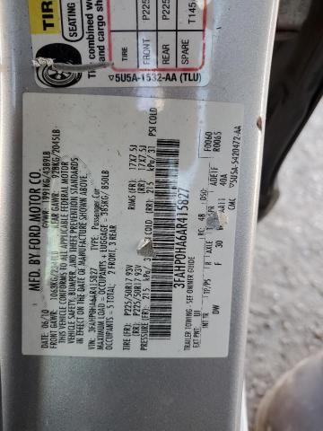 3FAHP0HA6AR415827 - 2010 FORD FUSION SE SILVER photo 13