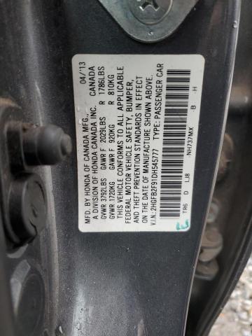 2HGFB2F91DH545777 - 2013 HONDA CIVIC EXL ნაცრისფერი ფოტო 12